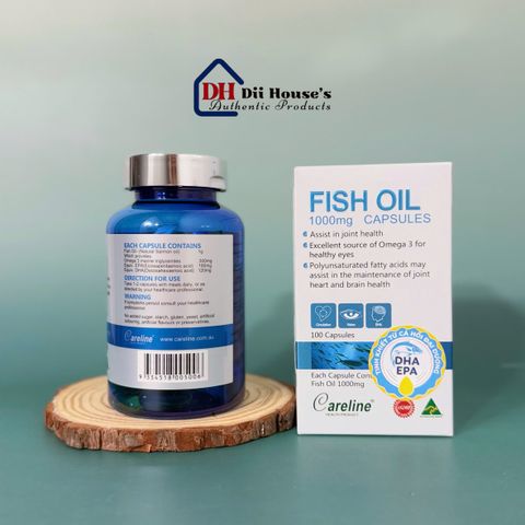 Dầu Cá Careline Fish Oil 1000mg - Hỗ Trợ Omega 3, DHA, EPA, Tăng Cường Sức Khỏe Tim Mạch và Não Bộ - 100 Viên