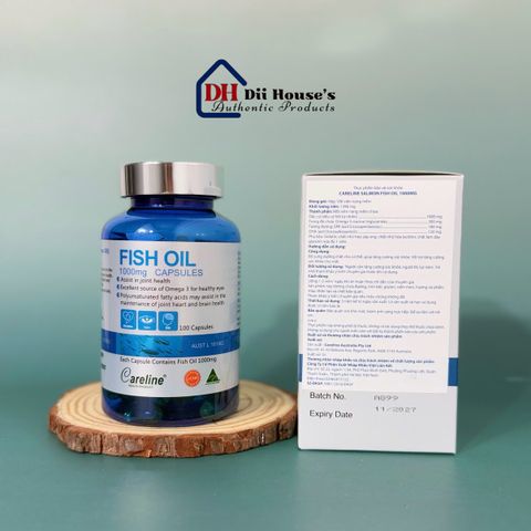 Dầu Cá Careline Fish Oil 1000mg - Hỗ Trợ Omega 3, DHA, EPA, Tăng Cường Sức Khỏe Tim Mạch và Não Bộ - 100 Viên