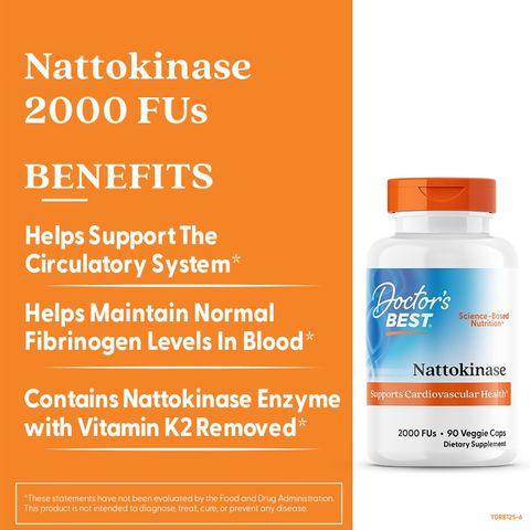 Viên Uống Nattokinase Doctor's Best Cải Thiện Tim Mạch - Hỗ Trợ Lưu Thông Máu, Ngăn Ngừa Đột Quỵ (90 Viên)
