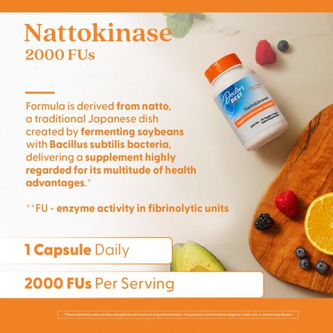 Viên Uống Nattokinase Doctor's Best Cải Thiện Tim Mạch - Hỗ Trợ Lưu Thông Máu, Ngăn Ngừa Đột Quỵ (90 Viên)