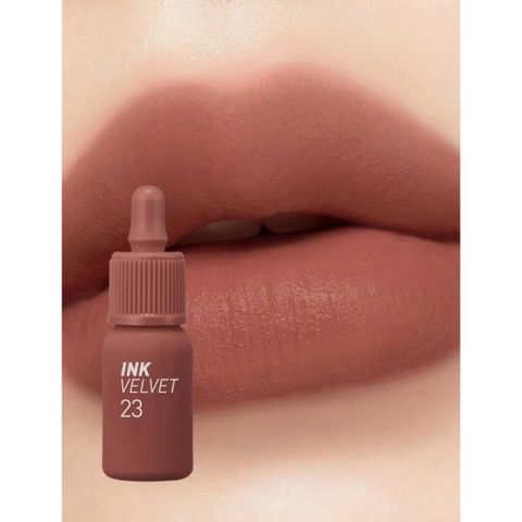 Son Kem Velvet Peripera INK VELVET 23 Nutty Nude 4g - Chất Mịn, Bám Màu Lâu Trôi, Đẹp Tự Nhiên Cho Mọi Tông Da