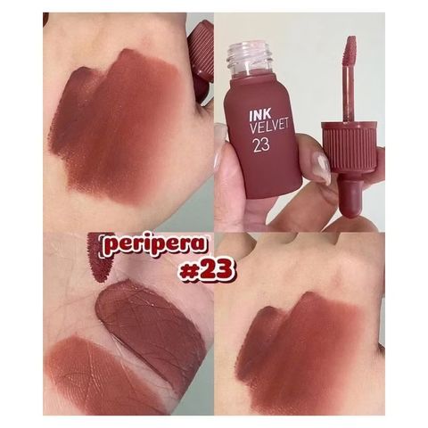 Son Kem Velvet Peripera INK VELVET 23 Nutty Nude 4g - Chất Mịn, Bám Màu Lâu Trôi, Đẹp Tự Nhiên Cho Mọi Tông Da