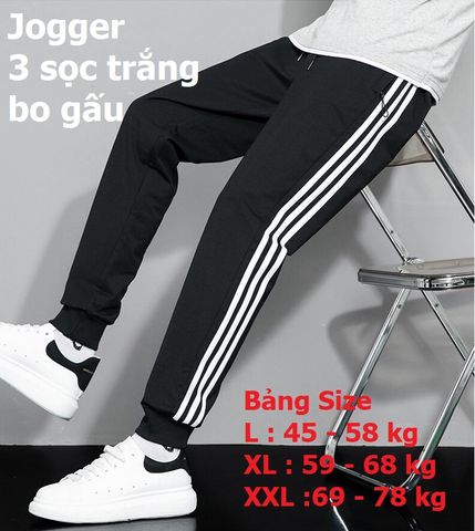 Quần Thể Thao Nam Nữ SALE - Q1, Jogger Nỉ Poly 2 Da Hình 3 Sọc - Thời Trang Tập Gym Thoải Mái, Size 40-86kg