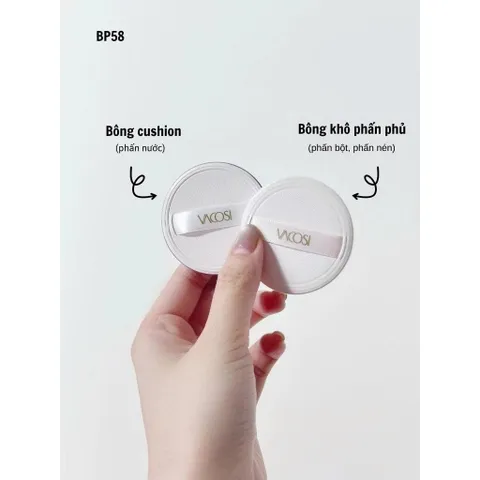 Set 2 bông phấn trang điểm VACOSI Tap & Touch - Bông tròn nền và phủ tự nhiên, Hộp nhỏ gọn cho lớp nền hoàn hảo