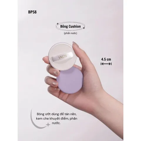 Set 2 bông phấn trang điểm VACOSI Tap & Touch - Bông tròn nền và phủ tự nhiên, Hộp nhỏ gọn cho lớp nền hoàn hảo
