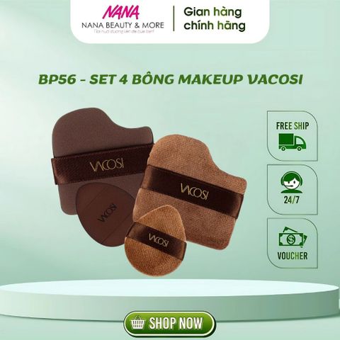Set 4 Bông Trang Điểm Vacosi BP56 Đa Năng Hàn Quốc - Bộ Phụ Kiện Trang Điểm Hoàn Hảo Cho Lớp Nền Chuyên Nghiệp