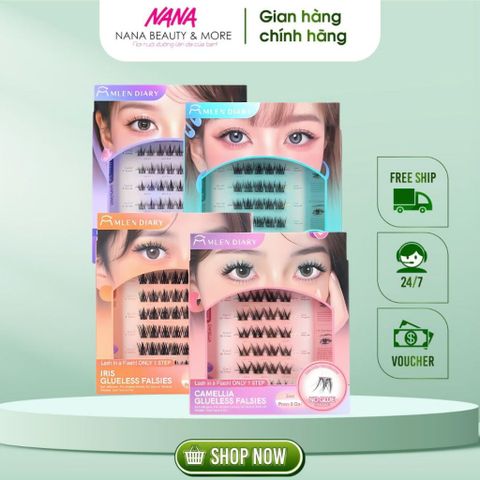 Mi Giả Cụm Tự Dính Không Cần Keo Mlen Diary - Độ Dài 9-14mm, Kiểu Dáng Tự Nhiên, Phù Hợp Makeup Hằng Ngày, Chất liệu Nhẹ êm