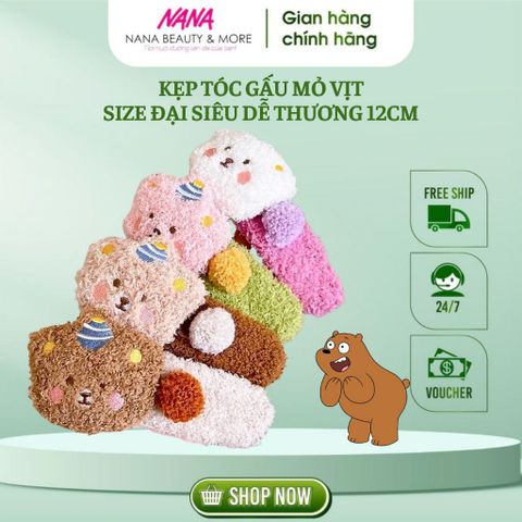 Kẹp Tóc Mỏ Vịt Hoạt Hình Gấu Bông Dễ Thương Cỡ Lớn 12cm - Phụ Kiện Tóc Nữ Sang Trọng và Đáng Yêu