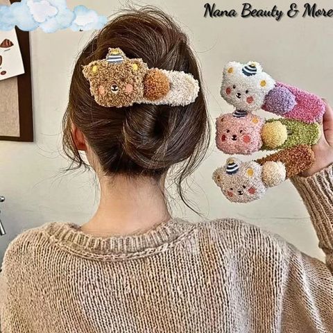 Kẹp Tóc Mỏ Vịt Hoạt Hình Gấu Bông Dễ Thương Cỡ Lớn 12cm - Phụ Kiện Tóc Nữ Sang Trọng và Đáng Yêu