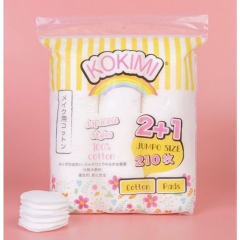 Bông Tẩy Trang Mihoo Kokimi 150/210/240 Miếng 100% Cotton Pads Chính Hãng, Phù Hợp Mọi Loại Da, Làm Sạch Sâu, Không Để Xơ Bông