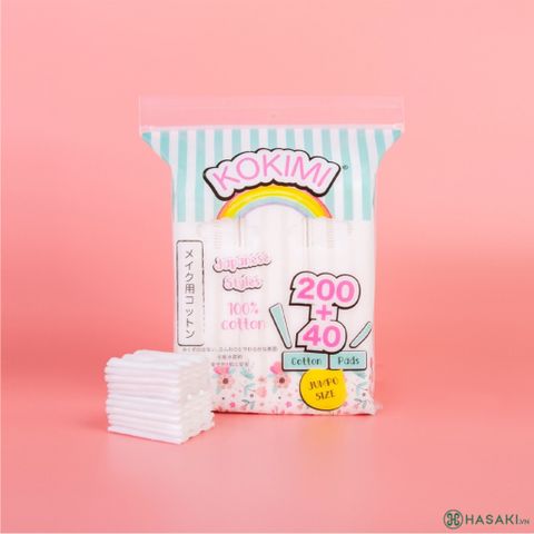 Bông Tẩy Trang Mihoo Kokimi 150/210/240 Miếng 100% Cotton Pads Chính Hãng, Phù Hợp Mọi Loại Da, Làm Sạch Sâu, Không Để Xơ Bông