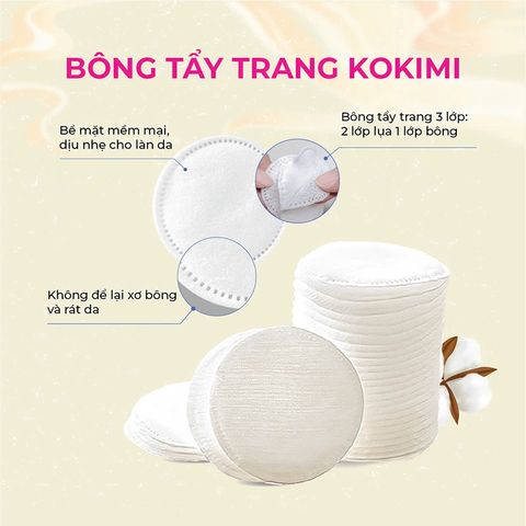 Bông Tẩy Trang Mihoo Kokimi 150/210/240 Miếng 100% Cotton Pads Chính Hãng, Phù Hợp Mọi Loại Da, Làm Sạch Sâu, Không Để Xơ Bông