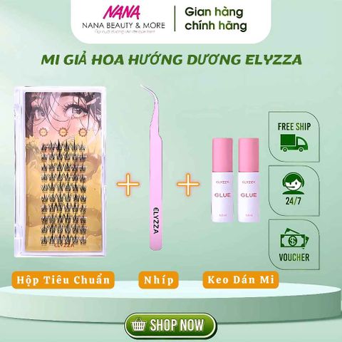 Set Mi Giả Hoa Hướng Dương Anime ELYZZA - Mi Tách Sợi Tái Sử Dụng Kèm Nhíp, Keo Dán - Dễ Dàng Làm Đẹp Cho Đôi Mắt Cuốn Hút
