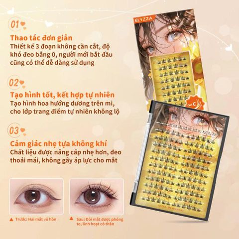 Set Mi Giả Hoa Hướng Dương Anime ELYZZA - Mi Tách Sợi Tái Sử Dụng Kèm Nhíp, Keo Dán - Dễ Dàng Làm Đẹp Cho Đôi Mắt Cuốn Hút