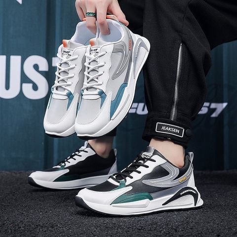 Giày Thể Thao Nam Mã 0016 Da PU Phối Màu Đen Xám Thời Trang - Sneaker Đế Bằng Thoải Mái Phong Cách Năng Động