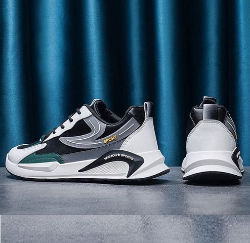 Giày Thể Thao Nam Mã 0016 Da PU Phối Màu Đen Xám Thời Trang - Sneaker Đế Bằng Thoải Mái Phong Cách Năng Động