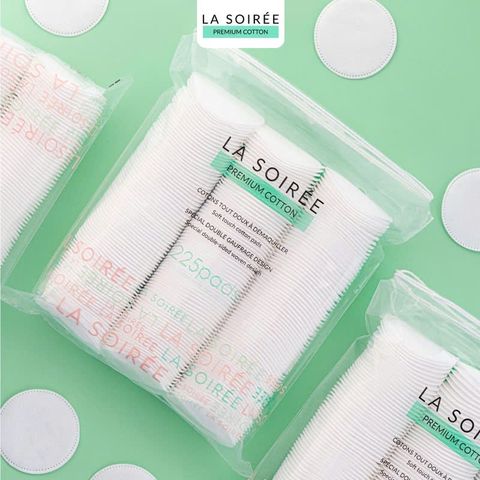 Bông Tẩy Trang LA SOIRÉE Premium Cotton 225 Miếng - Dịu Nhẹ Cho Da Nhạy Cảm, Làm Sạch Hiệu Quả - Hàng Chính Hãng Nana Shop