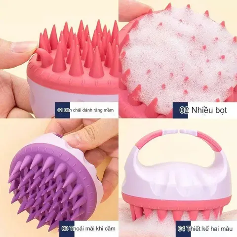 Lược Gội Đầu Silicon Massage Da Đầu Ngừa Rụng Tóc Màu Hồng - Thiết Kế Thư Giãn Cho Tóc Khỏe Mạnh Từ Nana Shop