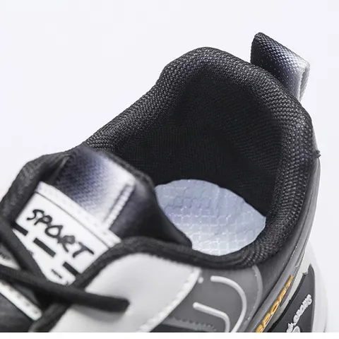 Giày Thể Thao Nam Mã 0016 Da PU Phối Màu Thời Trang - Đen Xám, Sneaker Đế Bằng Dành Cho Nam, Phong Cách Năng Động, Tiện Dụng