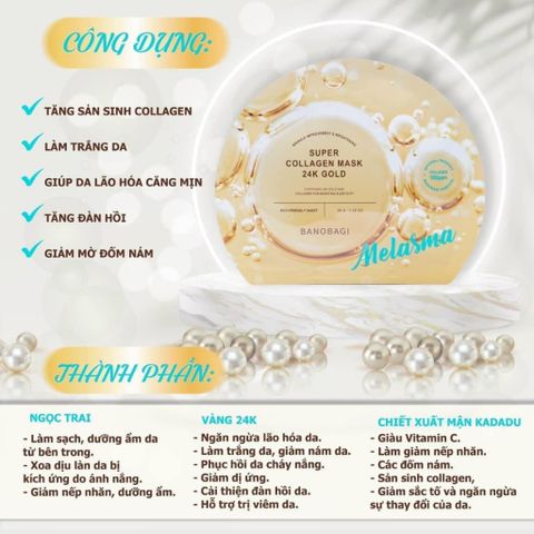 Mặt Nạ Giấy Banobagi Super Collagen 30ml - Dưỡng Da Chuyên Sâu, Chống Lão Hóa, Làm Trắng Da, Chính Hãng Hàn Quốc