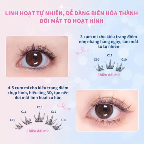 Set Mi Giả Đuôi Cá Anime ELYZZA - Lông Mi Tách Sợi Tái Sử Dụng Kèm Keo Và Nhíp - Thổi Hồn Cho Đôi Mắt Cuốn Hút