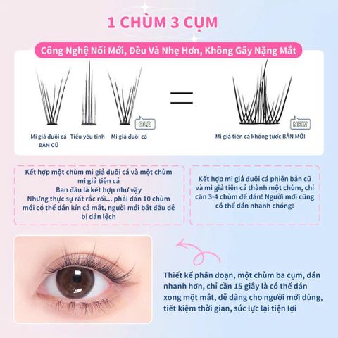 Set Mi Giả Đuôi Cá Anime ELYZZA - Lông Mi Tách Sợi Tái Sử Dụng Kèm Keo Và Nhíp - Thổi Hồn Cho Đôi Mắt Cuốn Hút