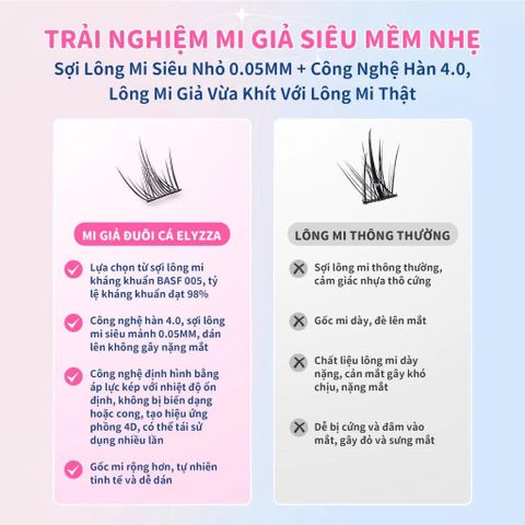 Set Mi Giả Đuôi Cá Anime ELYZZA - Lông Mi Tách Sợi Tái Sử Dụng Kèm Keo Và Nhíp - Thổi Hồn Cho Đôi Mắt Cuốn Hút