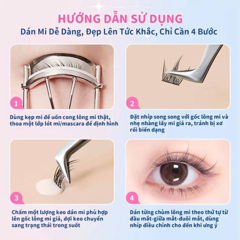 Set Mi Giả Đuôi Cá Anime ELYZZA - Lông Mi Tách Sợi Tái Sử Dụng Kèm Keo Và Nhíp - Thổi Hồn Cho Đôi Mắt Cuốn Hút