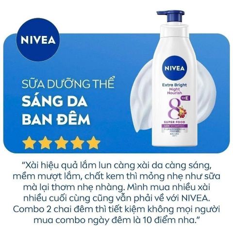 Sữa Dưỡng Thể NIVEA 8 Super Food 350ml - Dưỡng Da Trắng Sáng, Săn Chắc, Chống Nắng SPF30 PA++ - Chăm Sóc Da Hoàn Hảo