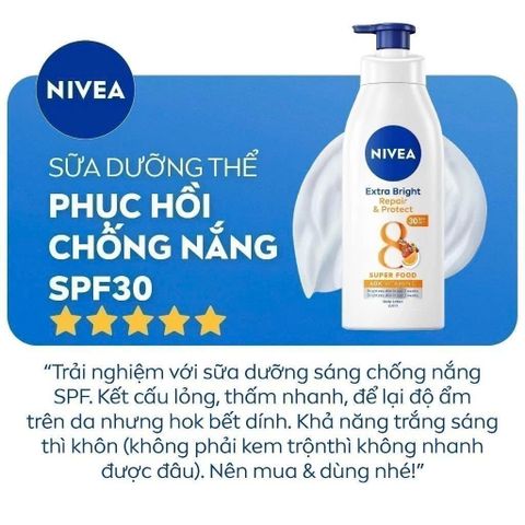 Sữa Dưỡng Thể NIVEA 8 Super Food 350ml - Dưỡng Da Trắng Sáng, Săn Chắc, Chống Nắng SPF30 PA++ - Chăm Sóc Da Hoàn Hảo