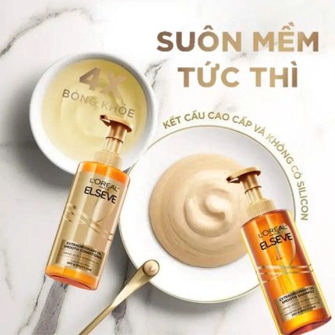 Bộ Dầu Gội Dưỡng Tóc L'Oreal Paris Extraordinary Oil Smooth 440ml - Giúp Tóc Suôn Mượt & Ngăn Tình Trạng Tóc Chẻ Ngọn