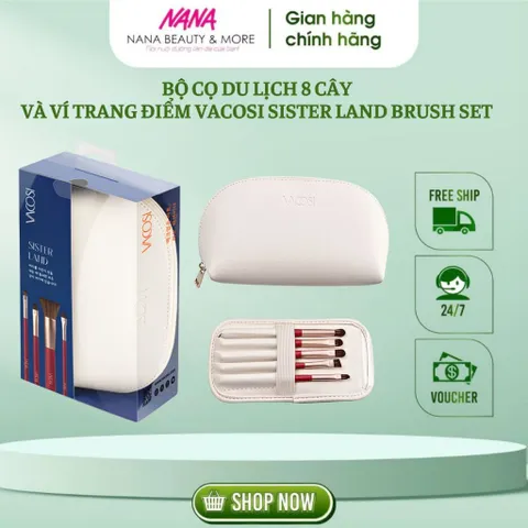 Bộ cọ du lịch 8 cây & ví trang điểm VACOSI Sister Land Brush Set - Nana Shop