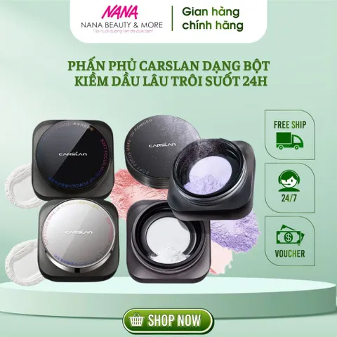 Phấn phủ CARSLAN dạng bột từ tính kiềm dầu màu đen chống nước chống mồ hôi 8g - Nana Shop