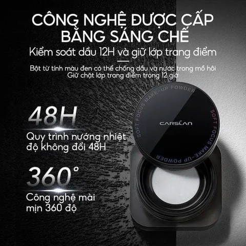 Phấn phủ CARSLAN dạng bột từ tính kiềm dầu màu đen chống nước chống mồ hôi 8g - Nana Shop