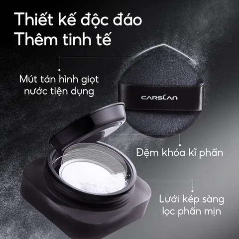 Phấn phủ CARSLAN dạng bột từ tính kiềm dầu màu đen chống nước chống mồ hôi 8g - Nana Shop
