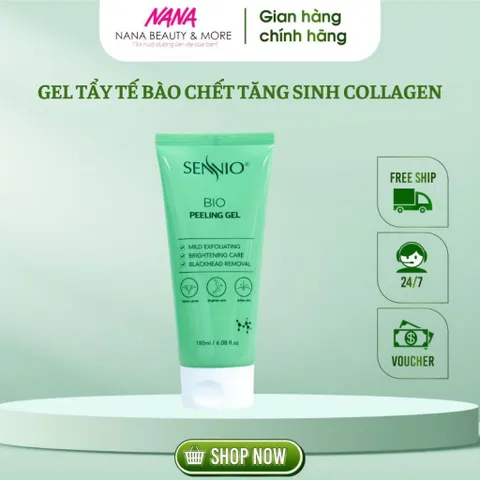 Gel Tẩy Tế Bào Chết Mặt SENNIO Bio Peeling Gel 180ml - Tăng Sinh Collagen, Làm Sạch Da, Se Khít Lỗ Chân Lông, Chống Lão Hóa