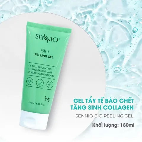 Gel Tẩy Tế Bào Chết Mặt SENNIO Bio Peeling Gel 180ml - Tăng Sinh Collagen, Làm Sạch Da, Se Khít Lỗ Chân Lông, Chống Lão Hóa