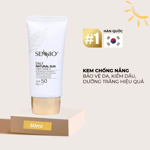 Kem Chống Nắng Kiềm Dầu SENNIO Daily Natural Cream SPF50 Dưỡng Trắng Đa Năng 50ml - Bảo Vệ Da Và Kiểm Soát Dầu Mặt