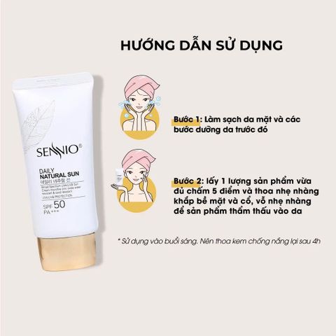 Kem Chống Nắng Kiềm Dầu SENNIO Daily Natural Cream SPF50 Dưỡng Trắng Đa Năng 50ml - Bảo Vệ Da Và Kiểm Soát Dầu Mặt