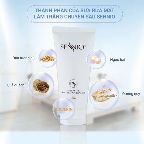 Sữa Rửa Mặt SENNIO Tạo Bọt Intensive Whitening Cleanser 120ml - Dưỡng Sáng Da, Cấp Ẩm Cho Mọi Loại Da