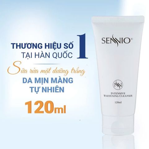 Sữa Rửa Mặt SENNIO Tạo Bọt Intensive Whitening Cleanser 120ml - Dưỡng Sáng Da, Cấp Ẩm Cho Mọi Loại Da