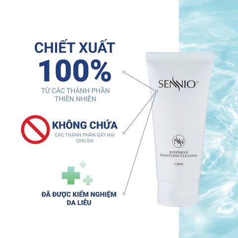 Sữa Rửa Mặt SENNIO Tạo Bọt Intensive Whitening Cleanser 120ml - Dưỡng Sáng Da, Cấp Ẩm Cho Mọi Loại Da
