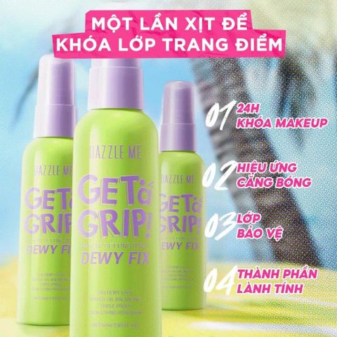 Xịt Khóa Nền Makeup DAZZLE ME Setting Spray 60ml - Giữ Lớp Trang Điểm Lâu Trôi, Cấp Ẩm, Phù Hợp Da Thường và Hỗn Hợp
