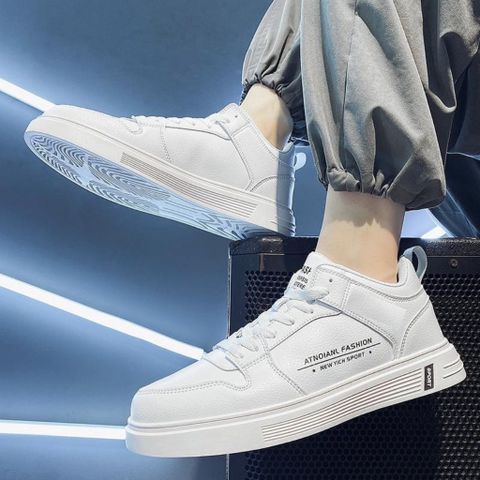 Giày Nam Da PU 0012 Thời Trang - Sneakers Đế Cao Su Êm Nhẹ, Có Màu Trắng Và Xanh, Phong Cách Thể Thao Năng Động