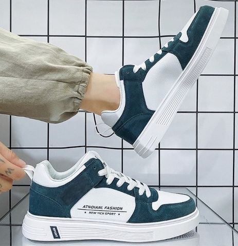Giày Nam Da PU 0012 Thời Trang - Sneakers Đế Cao Su Êm Nhẹ, Có Màu Trắng Và Xanh, Phong Cách Thể Thao Năng Động
