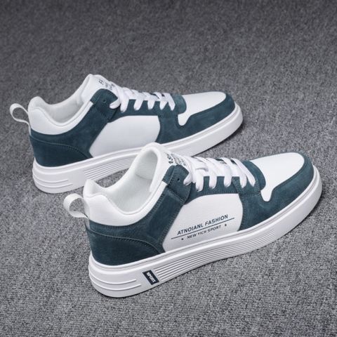 Giày Nam Da PU 0012 - Thời Trang Sneaker Êm Nhẹ Đế Cao Su Tổng Hợp, Màu Trắng và Xanh, Phong Cách Trẻ Trung, Kích Cỡ 39-43
