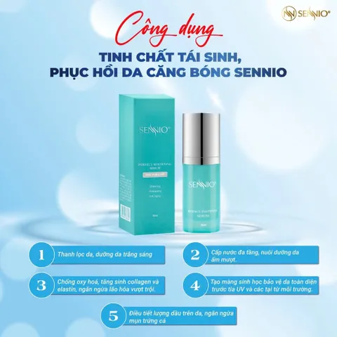 Serum Trắng Da Sennio Perfect Whitening 30ml - Dưỡng Ẩm Tái Tạo Da, An Toàn Cho Mọi Loại Da, Chiết Xuất Thiên Nhiên