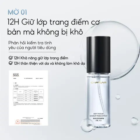 Xịt Khoá Nền Trang Điểm CARSLAN Lâu Trôi Kiểm Soát Dầu 50ml - Xịt Khoáng Dưỡng ẩm, Bảo Vệ Lớp Trang Điểm Tối Ưu