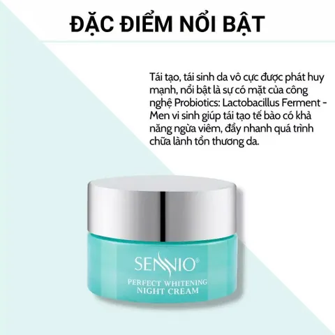 Kem Dưỡng Đêm SENNIO Whitening Night Cream 30g - Dưỡng Trắng, Tái Tạo, Phục Hồi Da - Sản Phẩm Hàn Quốc Chất Lượng Cao