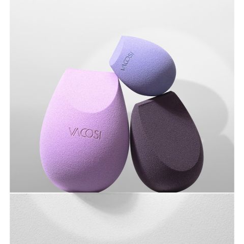 Set Bông Phấn VACOSI BP43 Đa Năng - Bộ Làm Đẹp Tán Kem Nền Hoàn Hảo, Vát Xéo Đôi Tiện Lợi cho Lớp Nền Mịn Màng